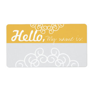 Fun Fancy Party Name Tags - Geel & grijs Etiket