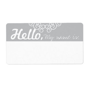 Fun Fancy Party Name Tags - Grijs & Wit Etiket