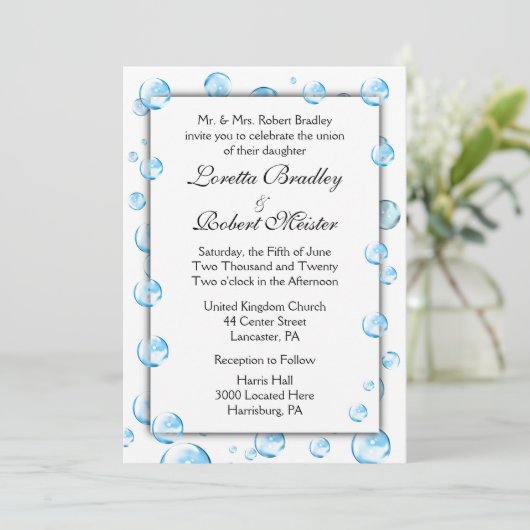 Fun Fantasy Bubbles Wedding Invitations Kaart (Staand voorkant)