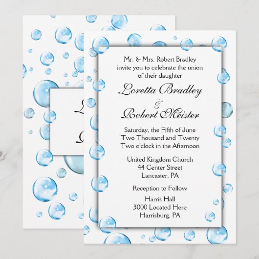 Fun Fantasy Bubbles Wedding Invitations Kaart (Voorkant / Achterkant)