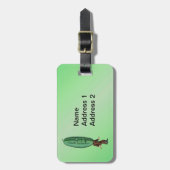 Fun Fantasy Green Pickle Head Man in pak Bagagelabel (Voorkant verticaal)