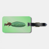 Fun Fantasy Green Pickle Head Man in pak Bagagelabel (Achterkant horizontaal)