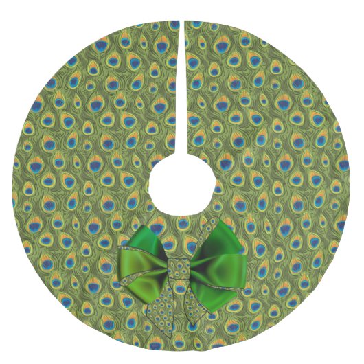 Fun Fantasy Peacock Print met Green Bow Kerstboom Rok (Voorkant)
