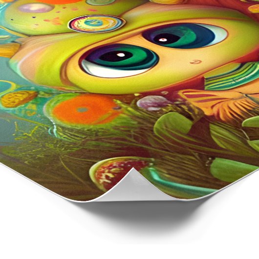 Fun Fantasy Snail en Mush Illustratie Poster (Hoek)