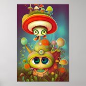 Fun Fantasy Snail en Mush Illustratie Poster (Voorkant)