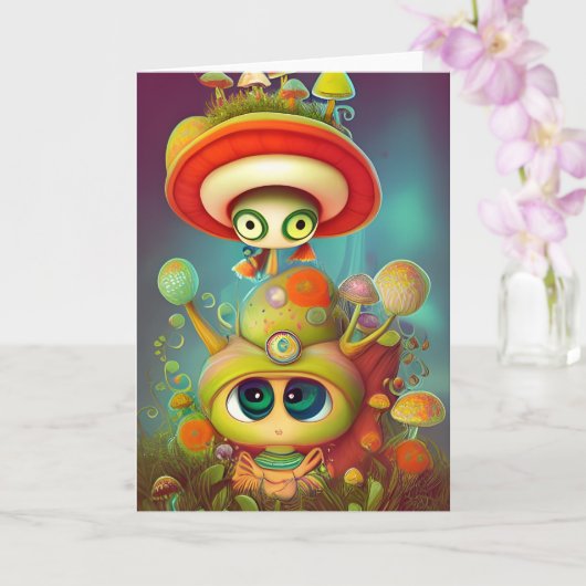 Fun Fantasy Snail- en Mush Illustrator-kaart Kaart (Orchidee)