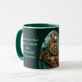 Fun Fantasy Steampunk Trein Aqua Faux Mozaïek 066 Mok (Voorkant links)