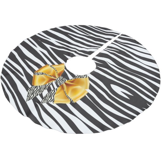 Fun Fantasy Zebra Print met Gold Bow Kerstboom Rok (Gekanteld)