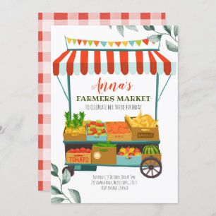 Fun Farmers Market Birthday Invitation Kaart