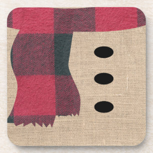 Fun Farmhouse Burlap Snowman Pset Scarf en Buttonn Bier Onderzetter
