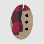 Fun Farmhouse Burlap Snowman Pset Scarf en Buttonn Ornament (voorkant)