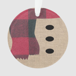 Fun Farmhouse Burlap Snowman Pset Scarf en Buttonn Ornament