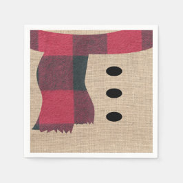 Fun Farmhouse Burlap Snowman Pset Scarf en Buttonn Servet