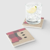 Fun Farmhouse Burlap Snowman Pset Scarf en Buttonn Stenen Onderzetter (Zijkant)