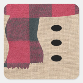 Fun Farmhouse Burlap Snowman Pset Scarf en Buttonn Vierkante Sticker