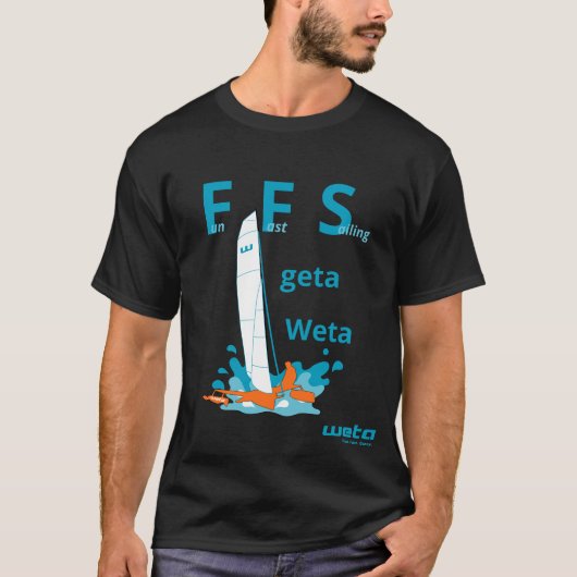 Fun Fast Sailing krijgt een oranje Weta - wat nog  T-shirt (Voorkant)