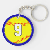 Fun Fastpitch Softball Player Number & Team Colors Sleutelhanger (Achterkant)