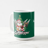 Fun Father Christmas Guitar Jingle Bell Rock Koffiemok (Voorkant links)