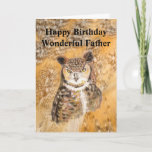 Fun Father the Best Birthday Owl Card Kaart<br><div class="desc">Fun Father the Best Birthday Owl   Watercolor Great Grey Owl Bird Wildlife Art</div>