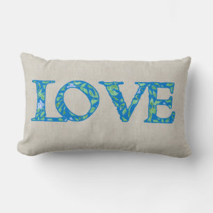 Fun Faux Applique Floral Love Text Design Kussen