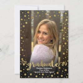 Fun Faux Gold Glitter Confetti Photo Afstuderen Kaart
