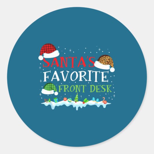 Fun Favorite Desk Front Santa s Fun Ronde Sticker (Voorkant)