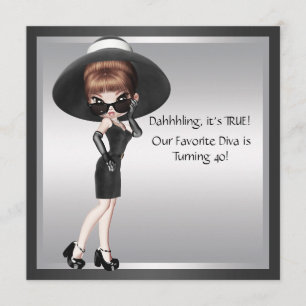 Fun Favorite Diva Womans Black 40th Birthday Kaart