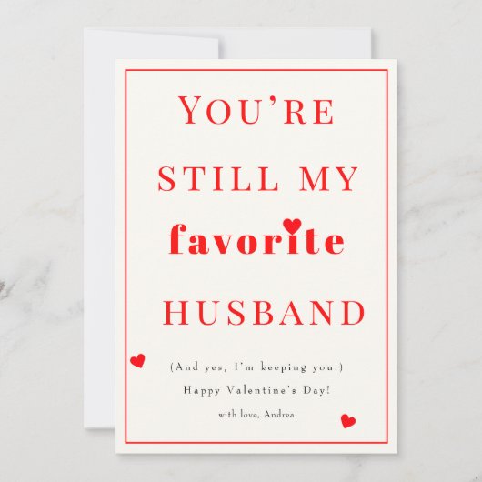 Fun Favorite Husband Valentine's Day Holiday Card Feestdagenkaart (Voorkant)