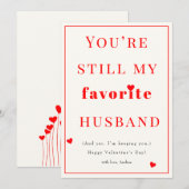 Fun Favorite Husband Valentine's Day Holiday Card Feestdagenkaart (Voorkant / Achterkant)