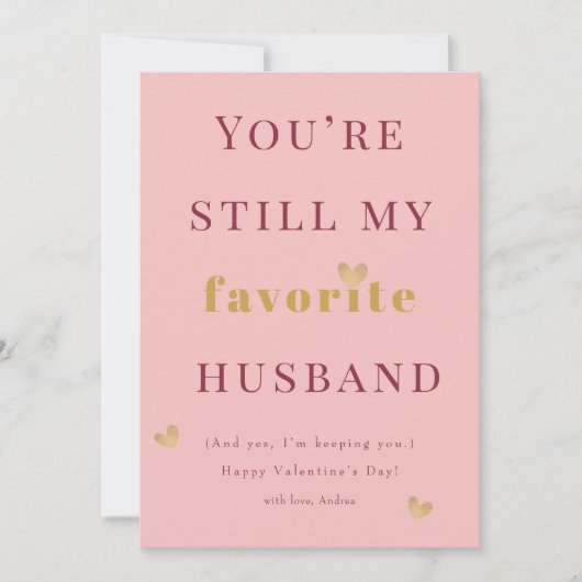 Fun Favorite Husband Valentine's Day Holiday Card Feestdagenkaart (Voorkant)