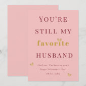 Fun Favorite Husband Valentine's Day Holiday Card Feestdagenkaart (Voorkant / Achterkant)