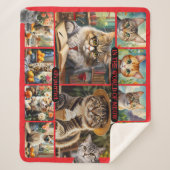 Fun Feel Good Cat Art Collage Sherpa Deken (Voorkant)