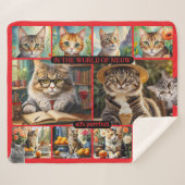 Fun Feel Good Cat Art Collage Sherpa Deken (Voorkant (horizontaal))