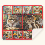Fun Feel Good Cat Art Collage Sherpa Deken