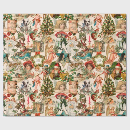 Fun, feestelijk en kleurrijk kerstfeest cadeaupapier (Vlak)