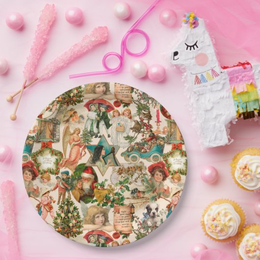 Fun, feestelijk en kleurrijk kerstfeest papieren bordje (Feest)