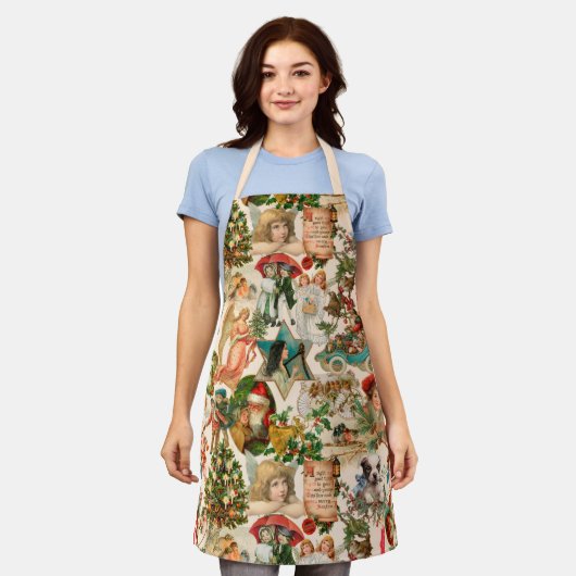 Fun, feestelijk en kleurrijk kerstfeest schort (Gedragen)