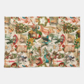 Fun, feestelijk en kleurrijk kerstfeest theedoek (Horizontaal)