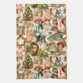 Fun, feestelijk en kleurrijk kerstfeest theedoek (Verticaal)