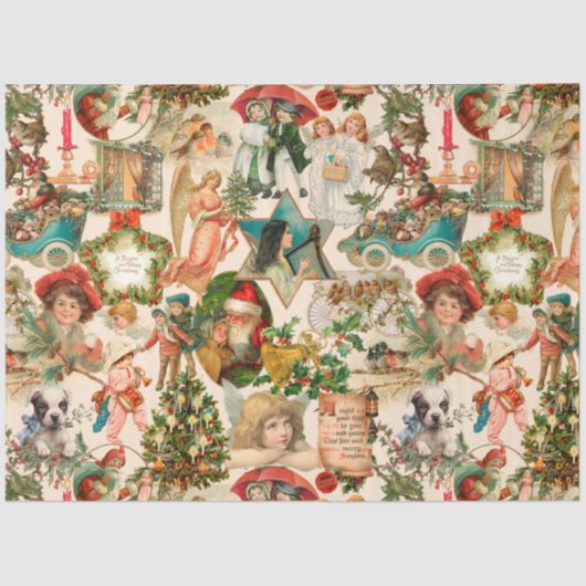 Fun, feestelijk en kleurrijk kerstfeest tissuepapier (Voorkant)