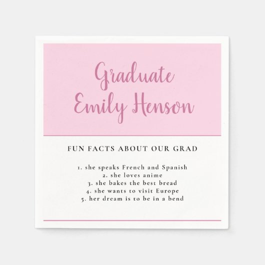 Fun Feit over Afstuderen Roze Eenvoudig Afstuderen Servet (Voorkant)
