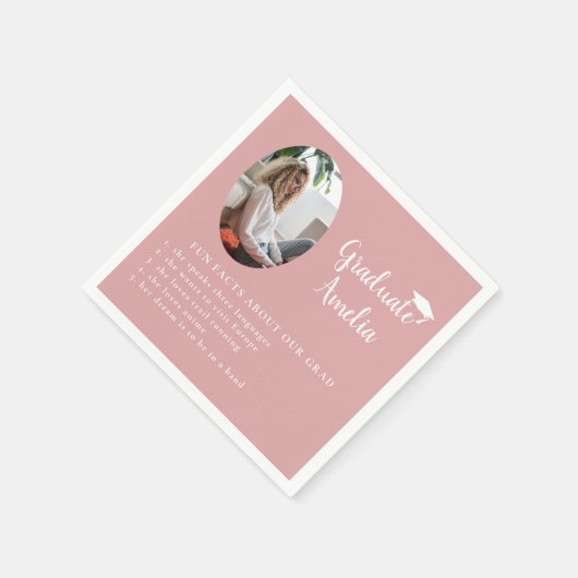 Fun Feit over Afstuderen roze foto-Afstuderen Servet (Hoek)