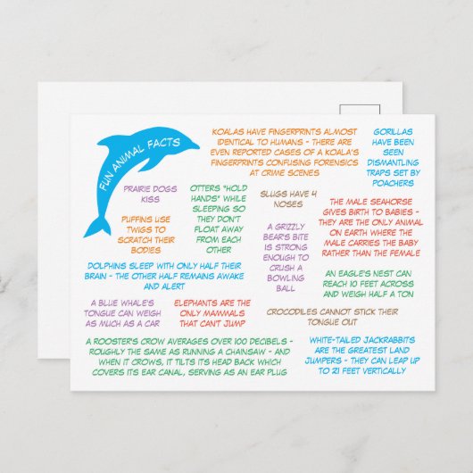 Fun Feiten over dieren die kletsen en kleurrijk zi Briefkaart (Voorkant / Achterkant)