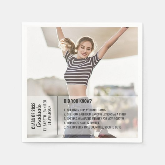 Fun feiten, wist je dat afstuderen foto modern was servet (Voorkant)