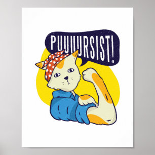 Fun Feminist Roos Riveter CAT PERSIST Poster