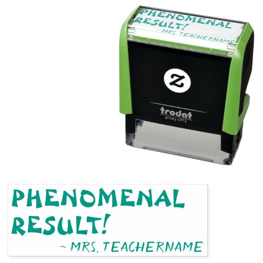 Fun "FENOMENAL RESULT!" + Aangepaste leraar naam Zelfinktende Stempel (In situ)