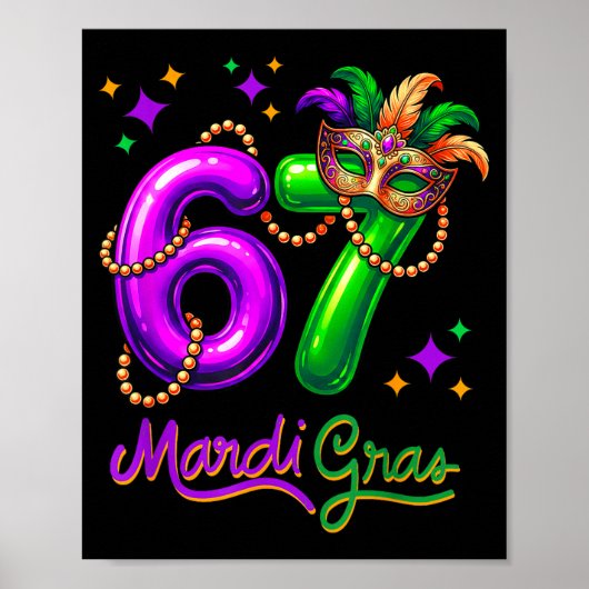Fun Festive 67 Mardi Gras Party Balloons Beads Mas Poster (Voorkant)