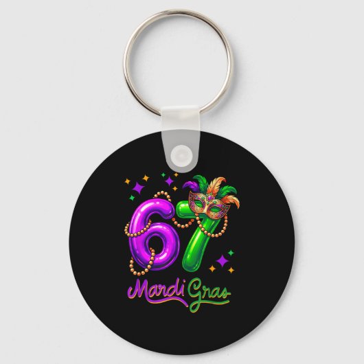 Fun Festive 67 Mardi Gras Party Balloons Beads Mas Sleutelhanger (Voorkant)