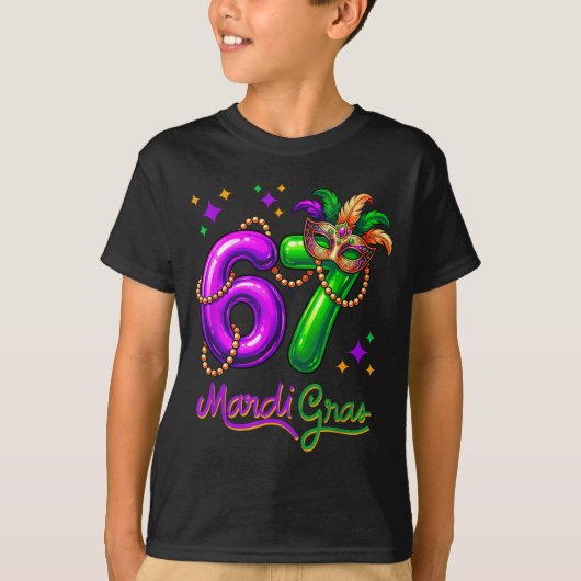 Fun Festive 67 Mardi Gras Party Balloons Beads Mas T-shirt (Voorkant)