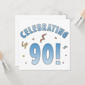 Fun Festive 90th Birthday Gifts Kaart (Voorkant / Achterkant in situ)